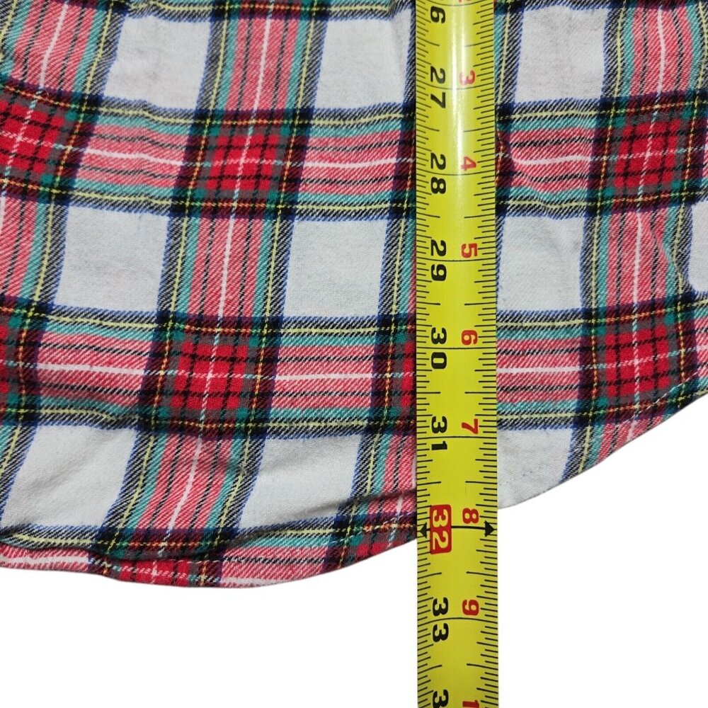 Disney Pajama Top Womens Medium Pink Button Up Minnie Mouse Plaid Long Sleeve - Picture 6 of 14